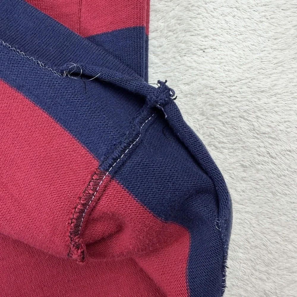 Vintage Canterbury Of New Zealand Rugby Jersey Red Navy Striped Long Sleeve-READ